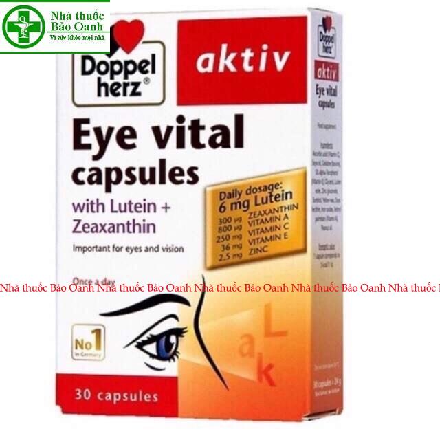 Viên sáng mắt Aktiv Eye Vital của Doppelherz Aktiv từ Đức, giảm mỏi mắt, bổ mắt từ vitamin A, lutein