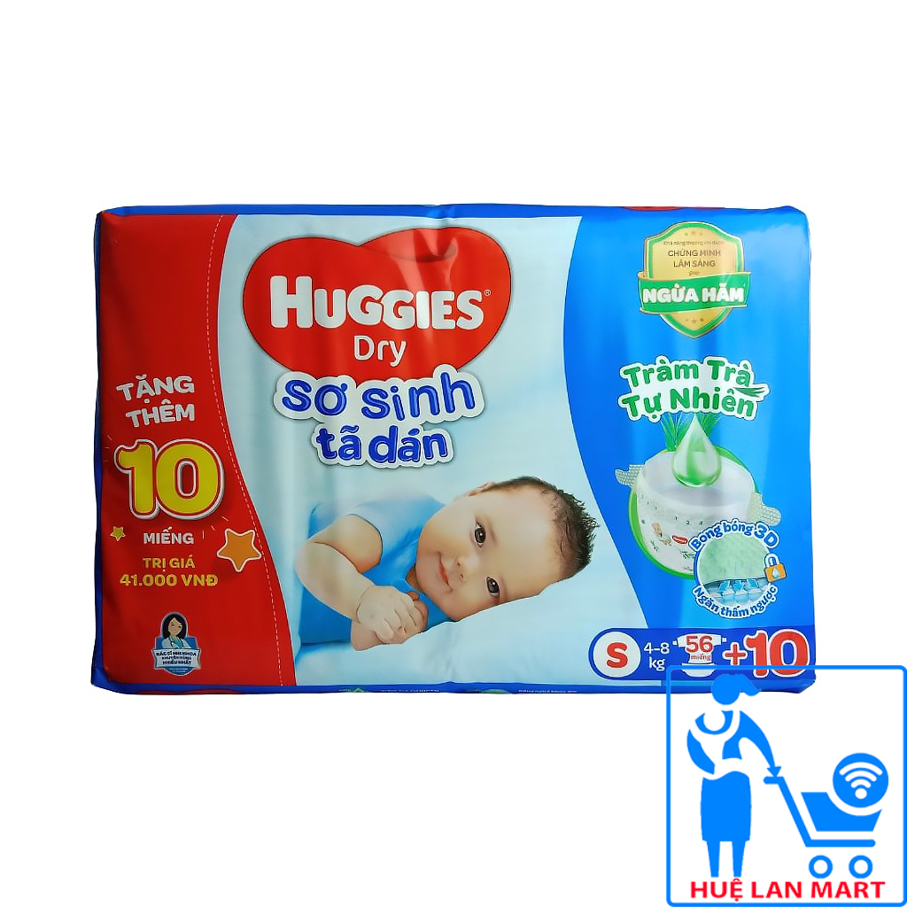 [CHÍNH HÃNG] Bỉm - Tã Dán Huggies Dry Size S56 (Cho bé 4-8kg)