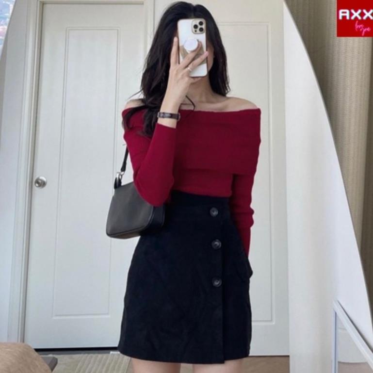 Set Áo Len Đỏ Trễ Vai Tay Dài Chân Váy Lệch Vạt Ulzzang Mặc Đi Chơi Tết  Thời Trang Nữ Đẹp | BigBuy360 - bigbuy360.vn