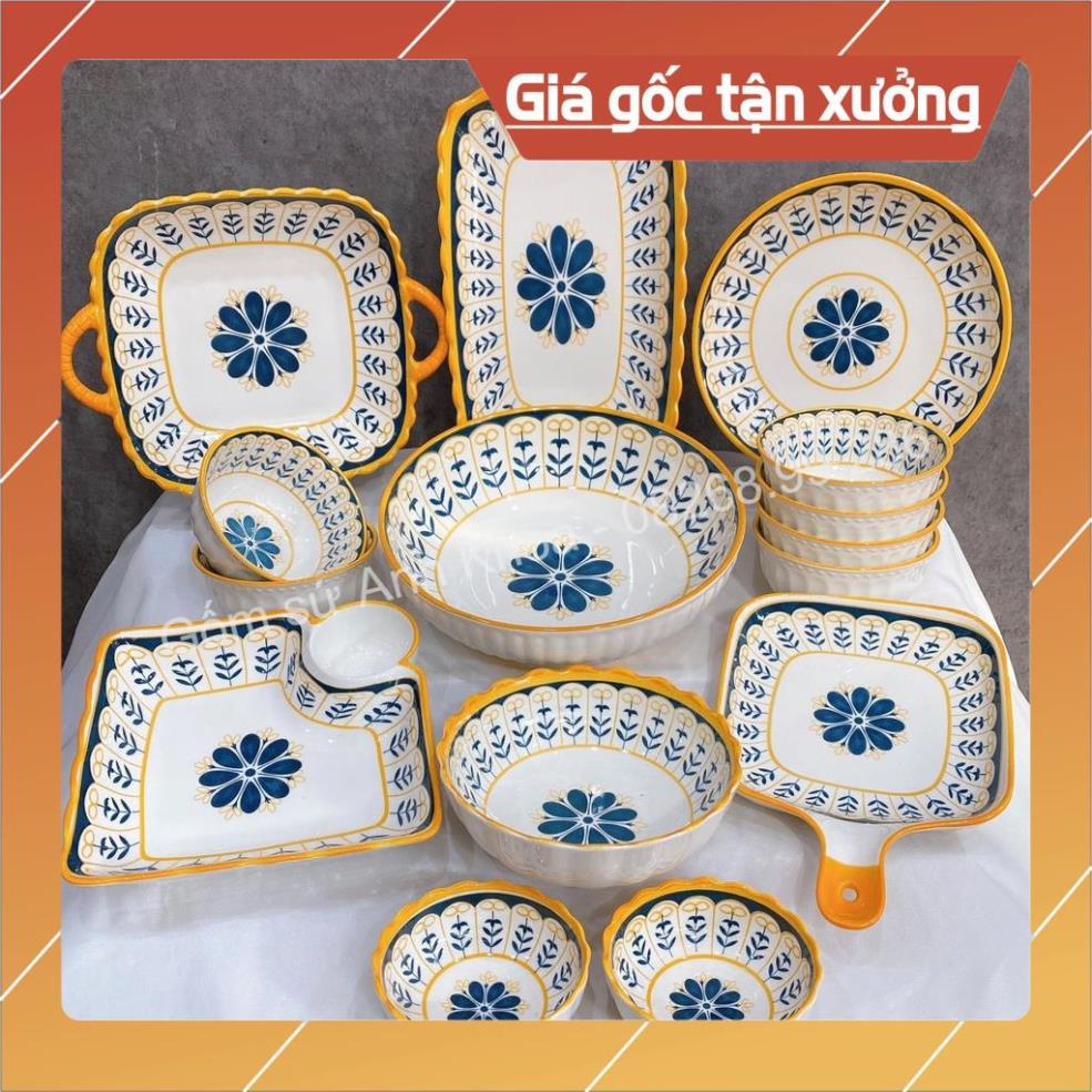 Giá Siêu Rẻ  Sét Bát Đĩa sứ Decor Chén Dĩa Sứ Dễ Thương Cute Cao Cấp  sét thổ cẩm 15 món xinh yêu H5
