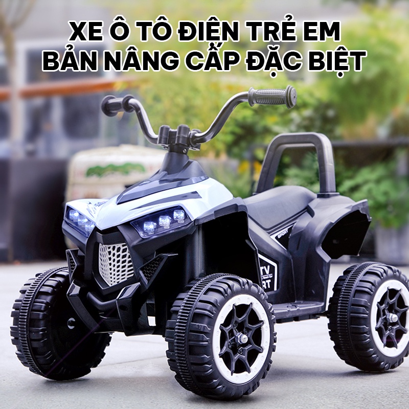 Xe ô tô điện trẻ em động cơ mạnh mẽ lốp xe to hơn bám đường tốt tích hợp âm nhạc và đèn LED chất liệu nhựa ABS an toàn