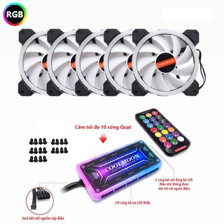 Bộ 5Fan LED RGB Coolmoon kèm HUB+ Điều khiển