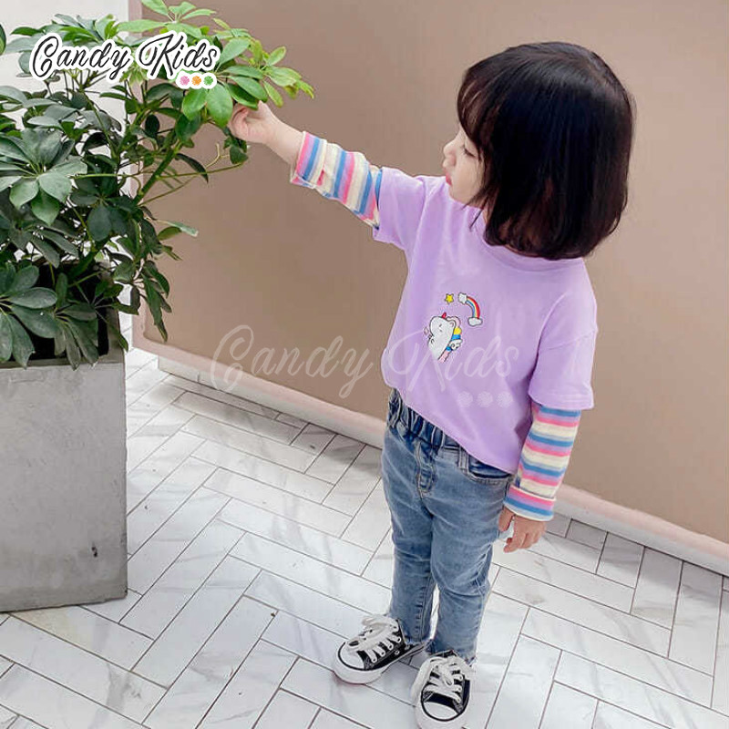 Áo Thun Cotton Tay Dài Đáng Yêu Cho Bé Gái 3-5 Tuổi