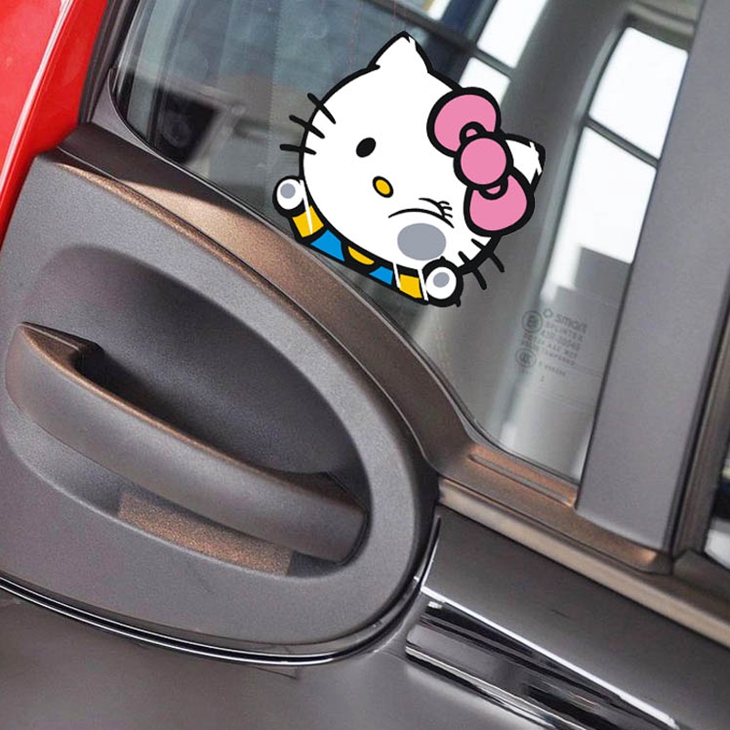 Miếng Dán Trang Trí Xe Hơi Hình Hello Kitty Dễ Thương