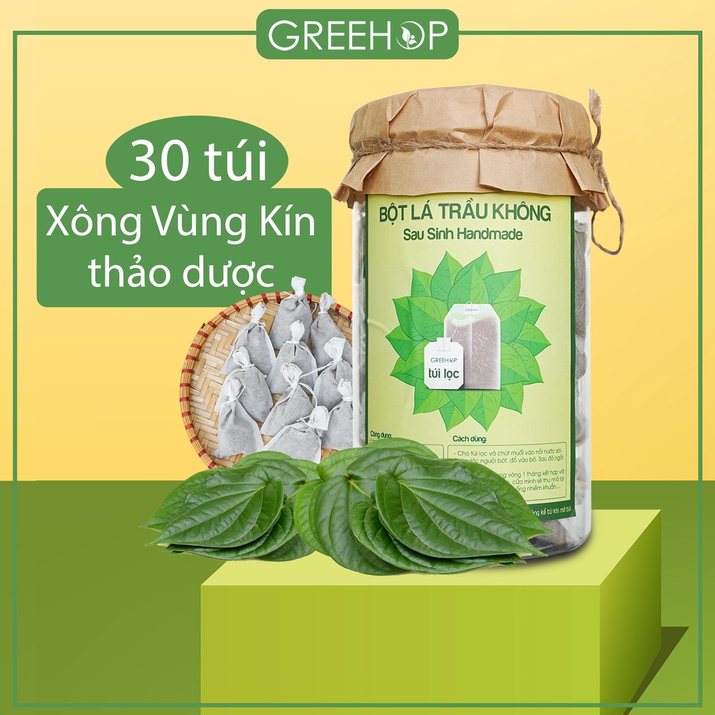 Xông vùng kín thảo dược Greehop, bột trầu không giúp giảm mùi hôi, se khít, hồng hào