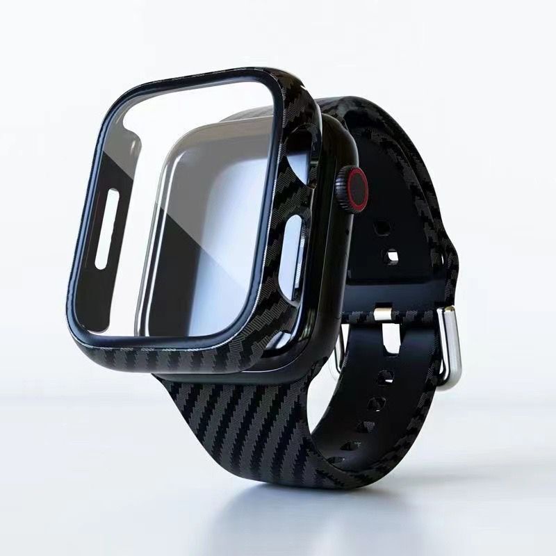 Ốp Bảo Vệ Bằng PC Cứng + Kính Cường Lực + Dây Đeo Cho Applesmart Iwatch 49 / 45 / 41 / 44 / 40 / 42 / 38mm Series Ultra / 8 / 7 / SE / 6 / 5 / 4 / 3 /
