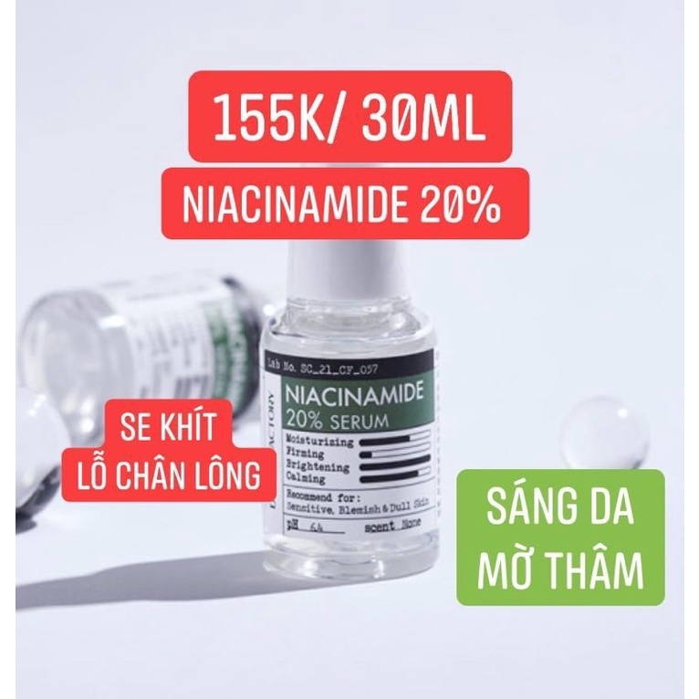 Tinh chất 𝐍𝐢𝐚𝐜𝐢𝐧𝐚𝐦𝐢𝐝𝐞 𝟐𝟎% DERMA FACTORY 30ml