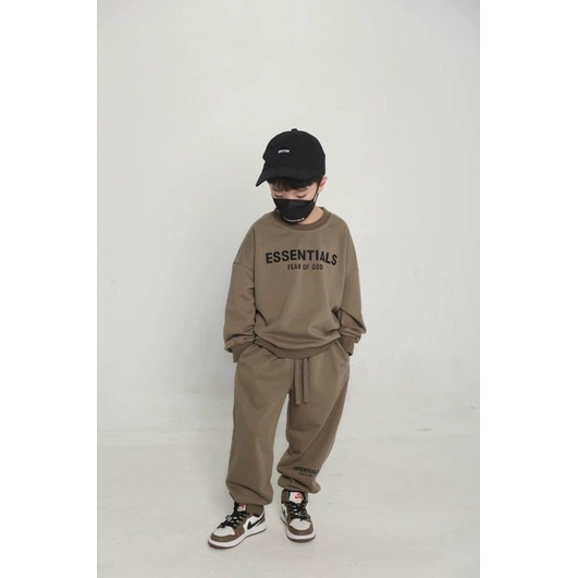 Bộ Nỉ Bông Thu Đông Dài Tay Hoodie Essential Hàng QC cao cấp Cho Bé trai / Bé gái Đủ Size từ 10-27kg