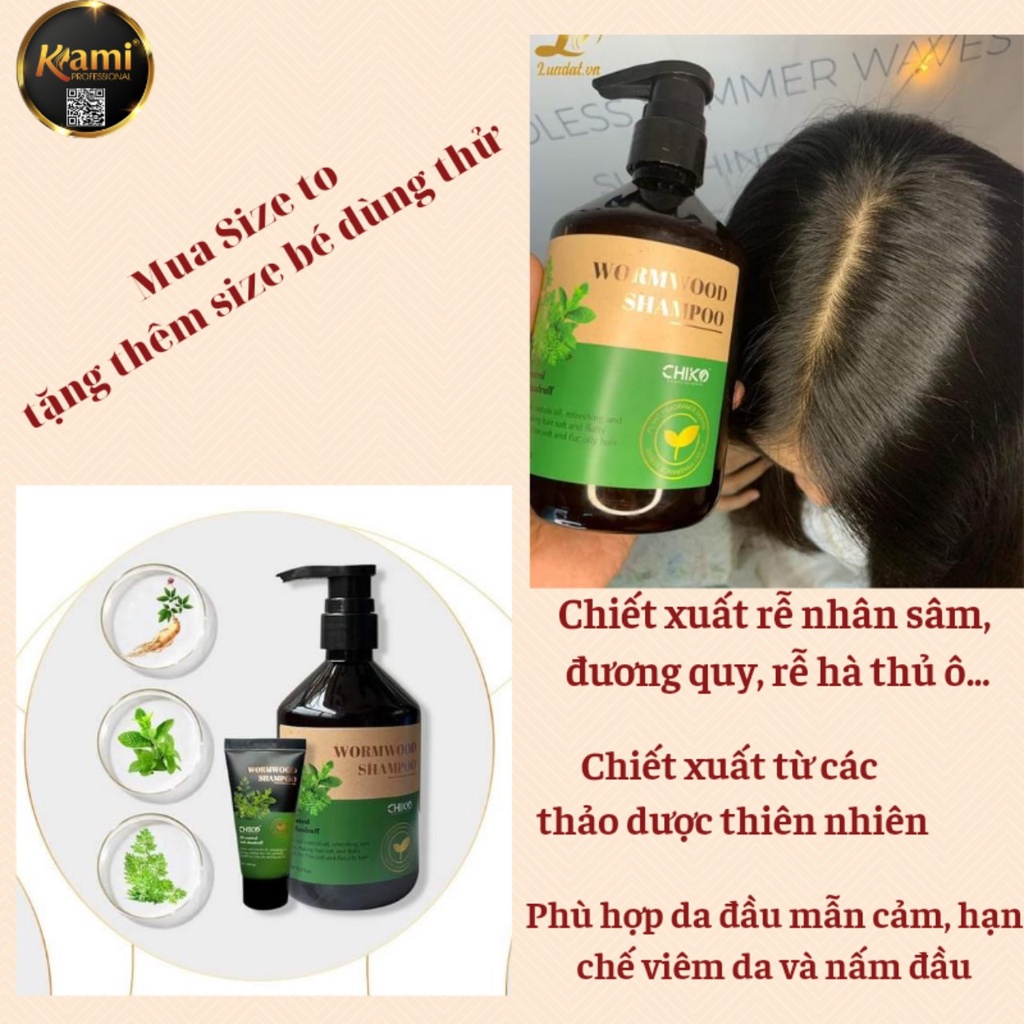 Combo cặp dầu gội đầu thảo dược nhân sâm ngải cứu chính hãng Chiko 500ml