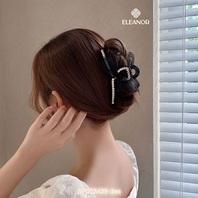 Kẹp tóc càng cua Eleanor Accessories gắn nơ lưới đính đá phụ kiện tóc 3438