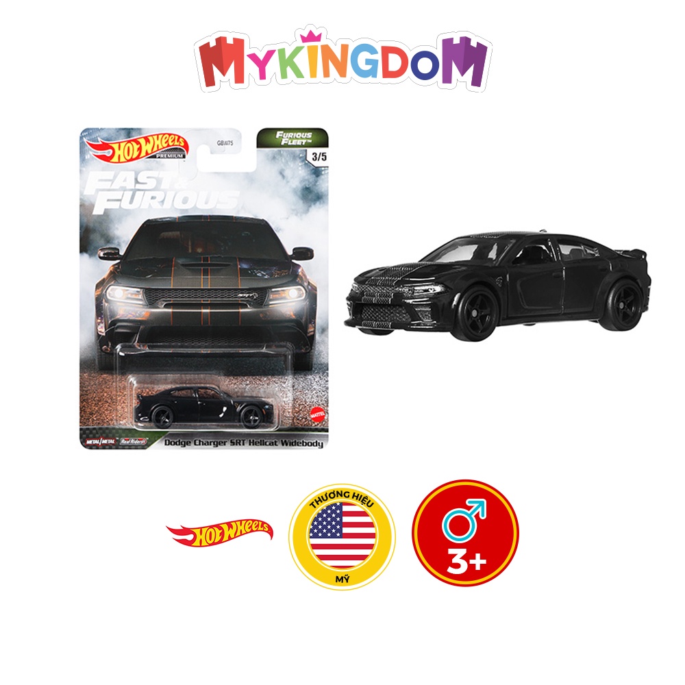Đồ Chơi HOT WHEELS Siêu Xe Fast & Furious Dodge Charger Hellcat Wide GRL82/GBW75