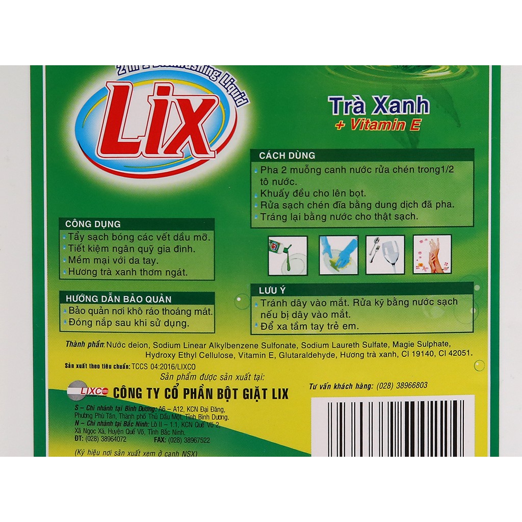 Bột giặt Lix Extra hương Nước Hoa 5.5kg và Nước rửa chén Lix Vitamin E hương Trà Xanh 1,5kg