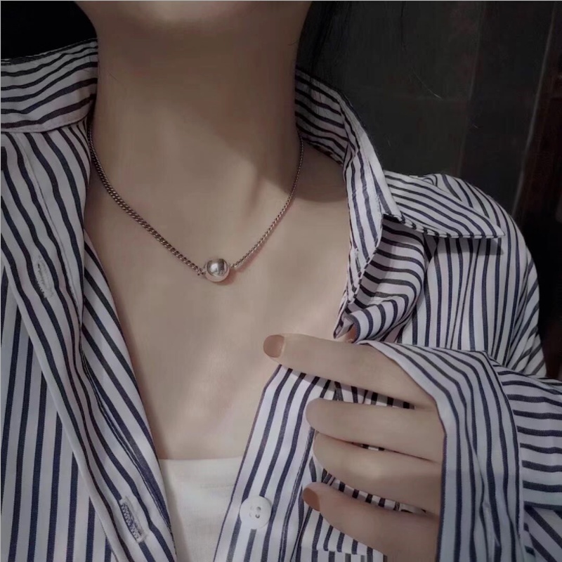 Dây chuyền thép WE FLOWER mặt quả bóng tròn phong cách punk thời trang