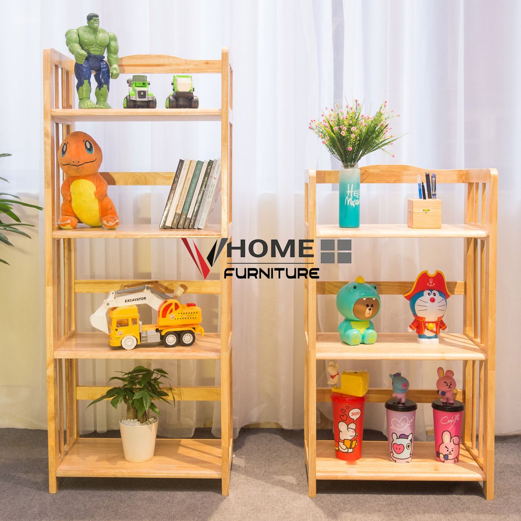 Kệ Sách Đa Năng Gỗ Tự Nhiên VHOME Furniture 4 Tầng x 50cm Nội Thất Lắp Ráp