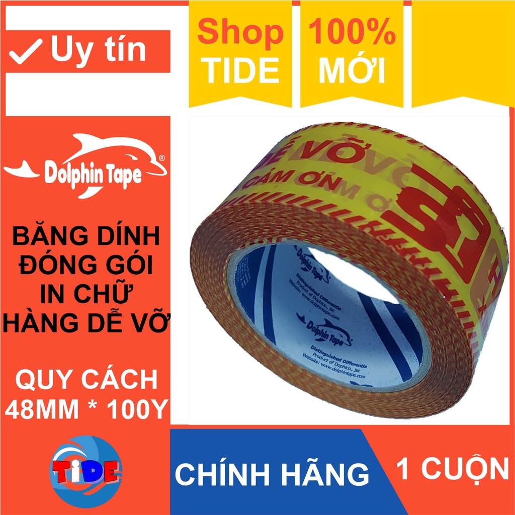 1 cuộn Băng dính HÀNG DỄ VỠ - XIN NHẸ TAY – CẢM ƠN 47mm x 50Y – Băng keo in chữ dùng trong niêm phong và ghi chú