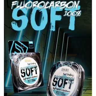 Dây Câu RYUKI Fluorocarbon Soft 55m, cước câu cá chính hãng, cước thẻo câu đài
