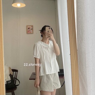 Set áo cổ sen và quần short