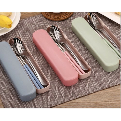 Bộ thìa đũa muỗng dĩa inox 304 mạ bạc cán dài cao cấp sang chảnh Dụng cụ cá nhân ăn cơm văn phòng dã ngoại giadunghanoi3