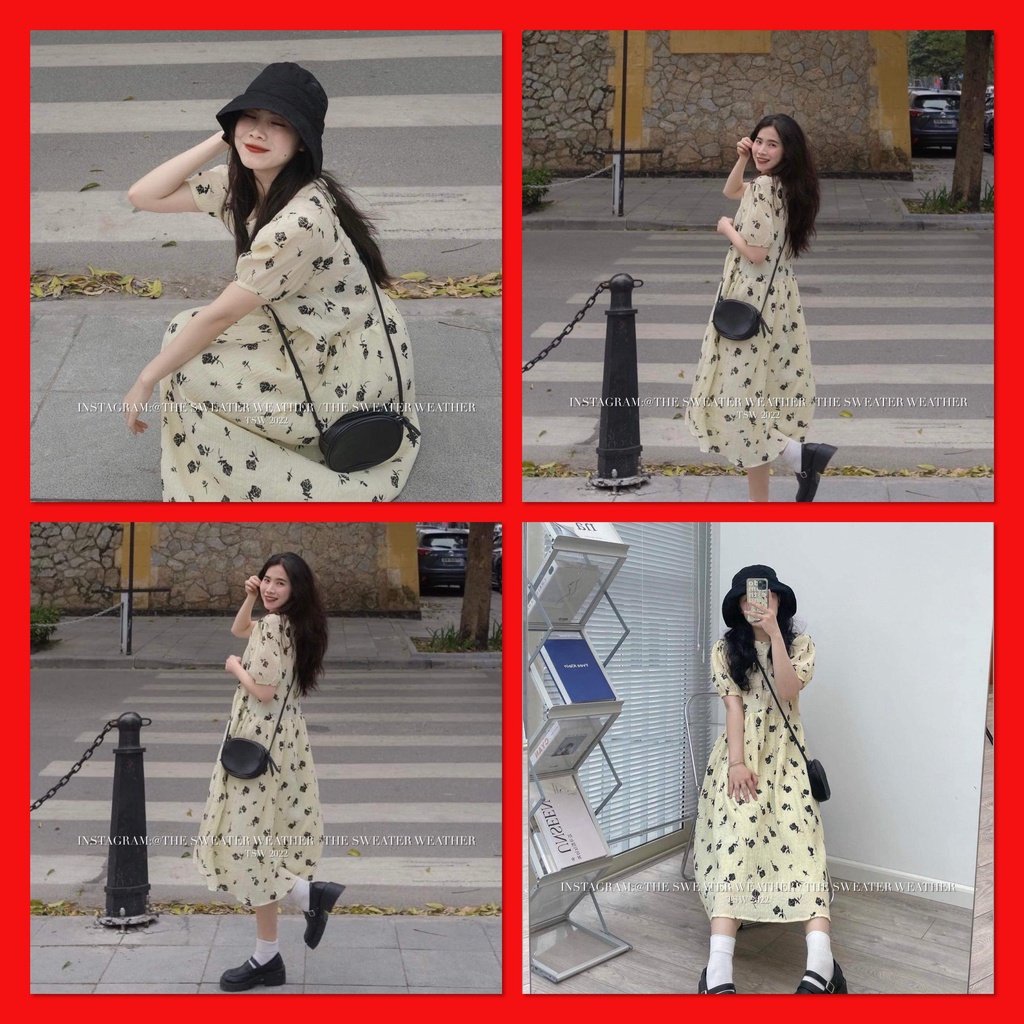 Đầm Nữ Voan Babydoll Hoa Nhí Đen Siêu Xinh🦋 Váy Nữ 2s Dáng Ngắn Đáng Yêu