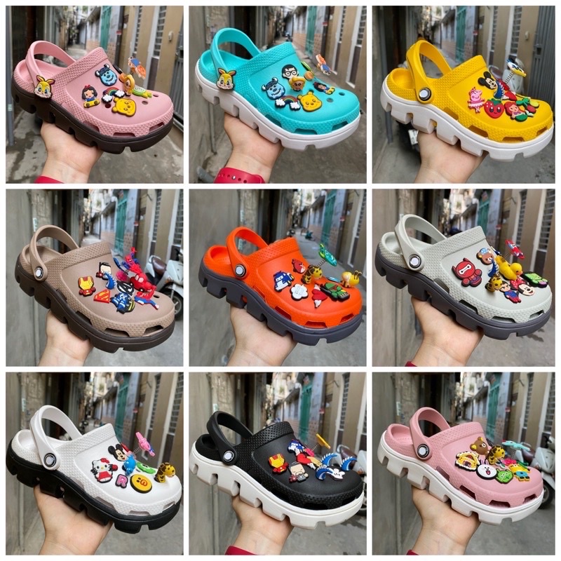 Dép cross nữ nam hàn quốc , sục nữ cá sấu và 12 sticker tặng kèm - Hàng mới về
