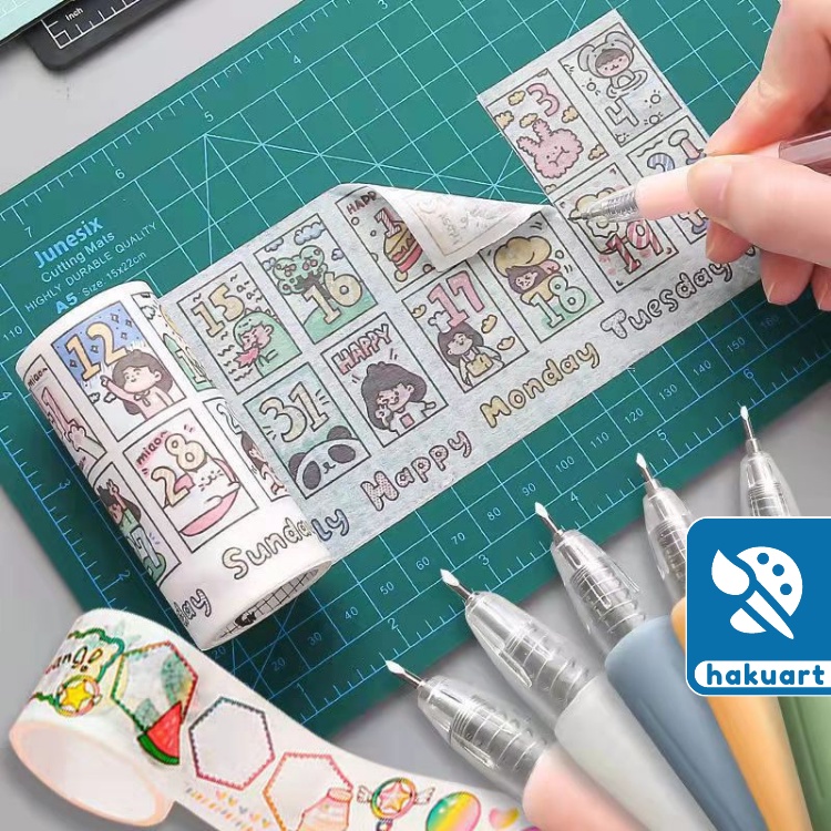 Dao cắt/chạm khắc sticker dạng bút có thể thu gọn màu sắc morandi sáng tạo diy - Họa cụ hakuart