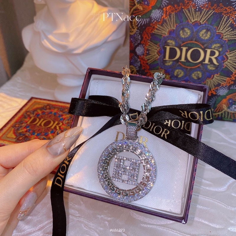 Dây chuyền xoắn xi bạch kim phối mặt chữ H full đá paguet cao cấp . PTNACC