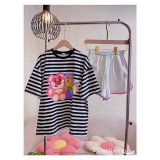 Set Đùi Gấu Dâu Quần Trắng