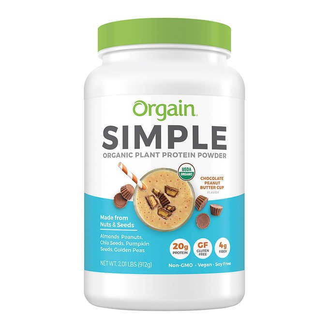 Bột pha sữa protein thực vật hữu cơ Orgain Simple 912g
