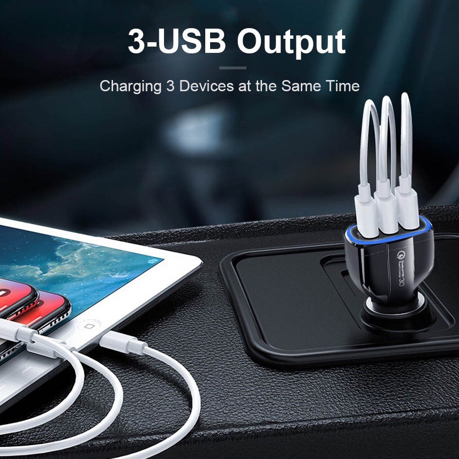 Củ Sạc Nhanh Nhiều Cổng USB 3.0 Cho Xe Hơi