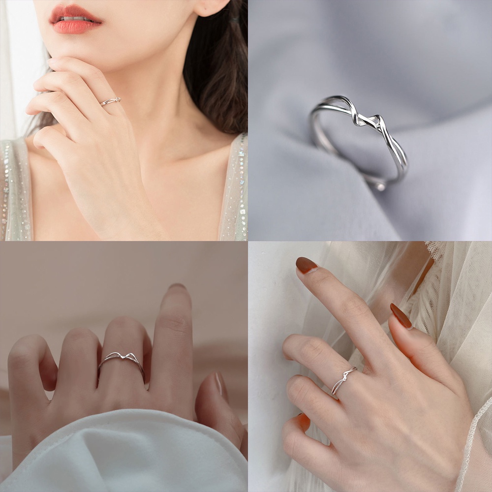 Nhẫn dạng hở thiết kế xoắn đơn giản thời trang dành cho nữ
