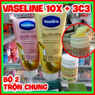 Combo trộn Siêu trắng Vaseline 10x + Kích trắng 3c3 Abutine 150gr