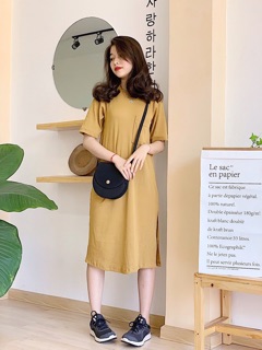 Đầm suông basic xẻ tà