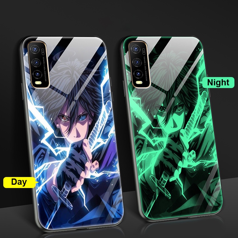 Ốp điện thoại kính dạ quang in hình Naruto cho Vivo Y20s G Y12s 2021 Y20 2021 Y20 Y20s Y12s Y11s Y12A Y12 Y17 Y15 Y72 5G S1