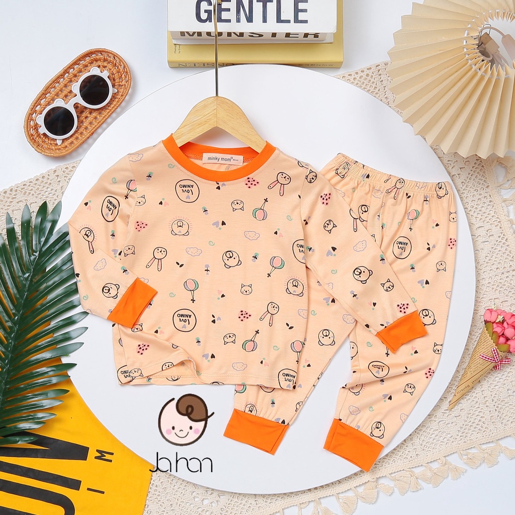 [SALE] Bộ Quần Áo Bé Gái, Bé Trai Minky Mom Hoạ Tiết Mây Hồng, Bộ Dài Tay Thun Lạnh Cho Bé Mặc Nhà Thu Đông MKMTD2212