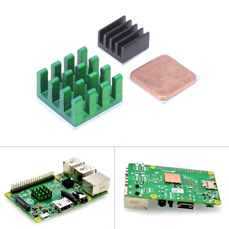 Set 3 Phụ Kiện Tản Nhiệt Bằng Nhôm Đồng Cho Raspberry Pi 3 / 2 Model B