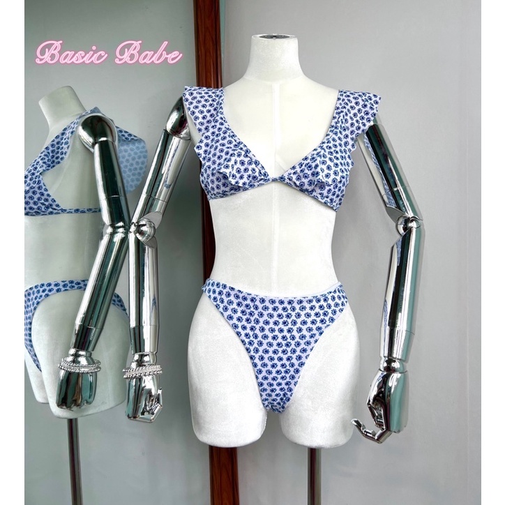 Set Bikini 2 mảnh hoa nhí xanh Vintage Shein