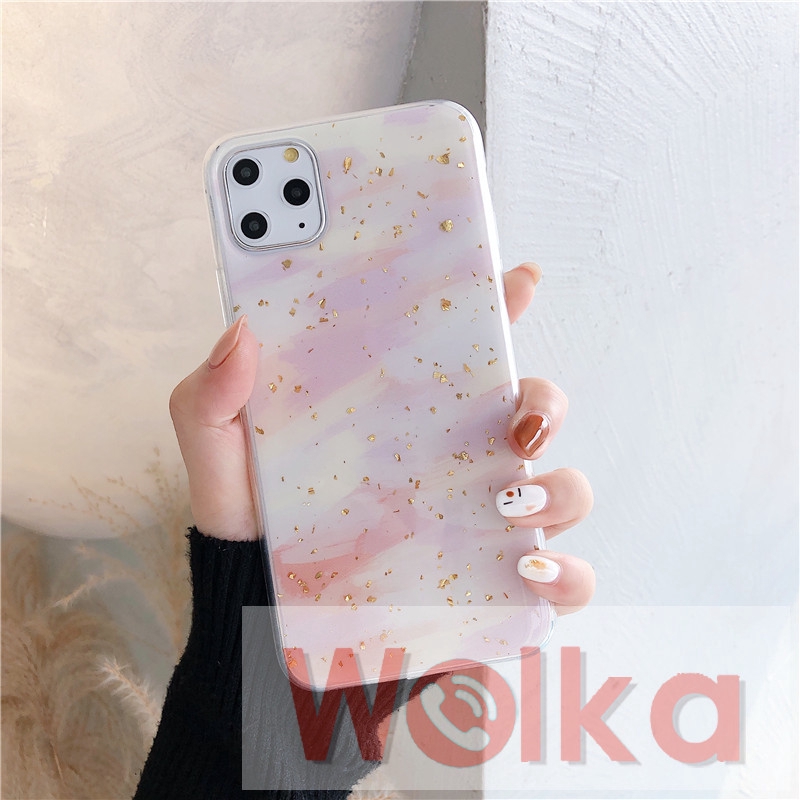 Ốp lưng họa tiết đa sắc phối lá vàng thời trang cho iPhone 7plus 6s 6 7 8 Plus iPhone11 Pro Max X XR XSMax iPhone 12 Pro Max 12Mini | BigBuy360 - bigbuy360.vn