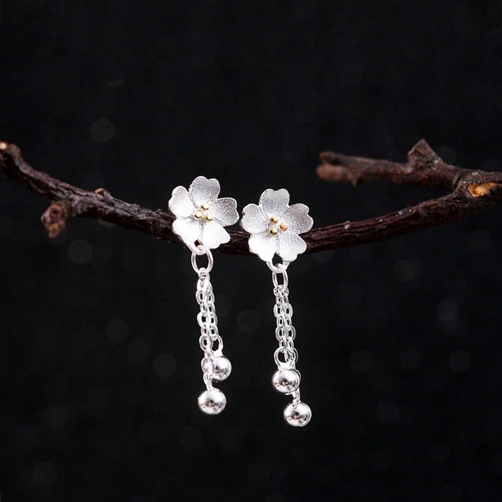 Khuyên tai hoa dáng dài tua rua thanh lịch cho nữ