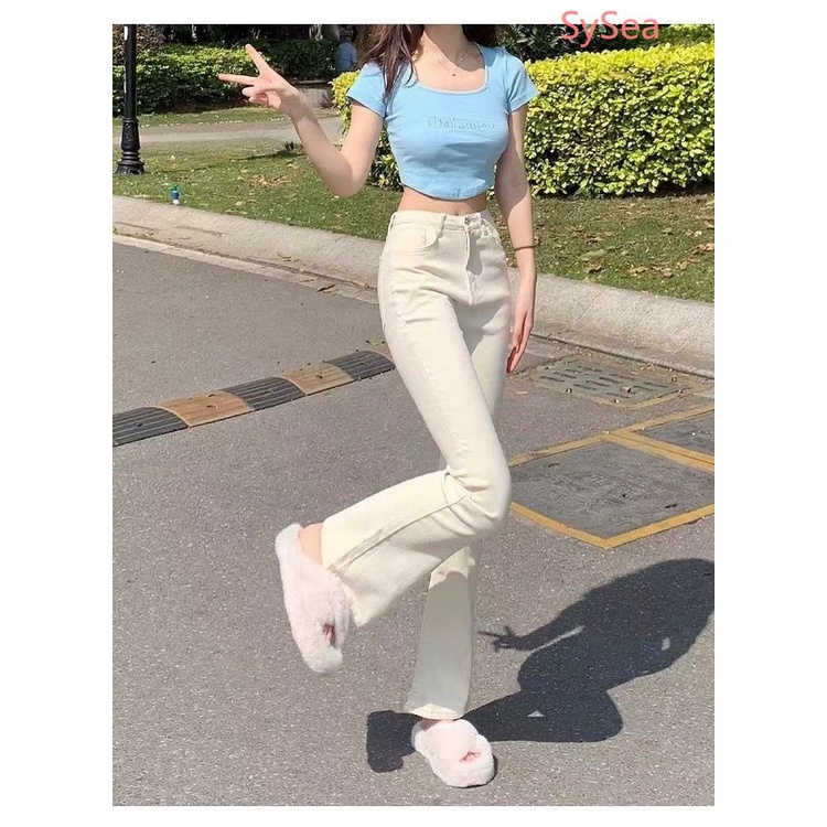 Quần Jean Trơn Màu Thời Trang Retro Mỹ Dành Cho Nữ