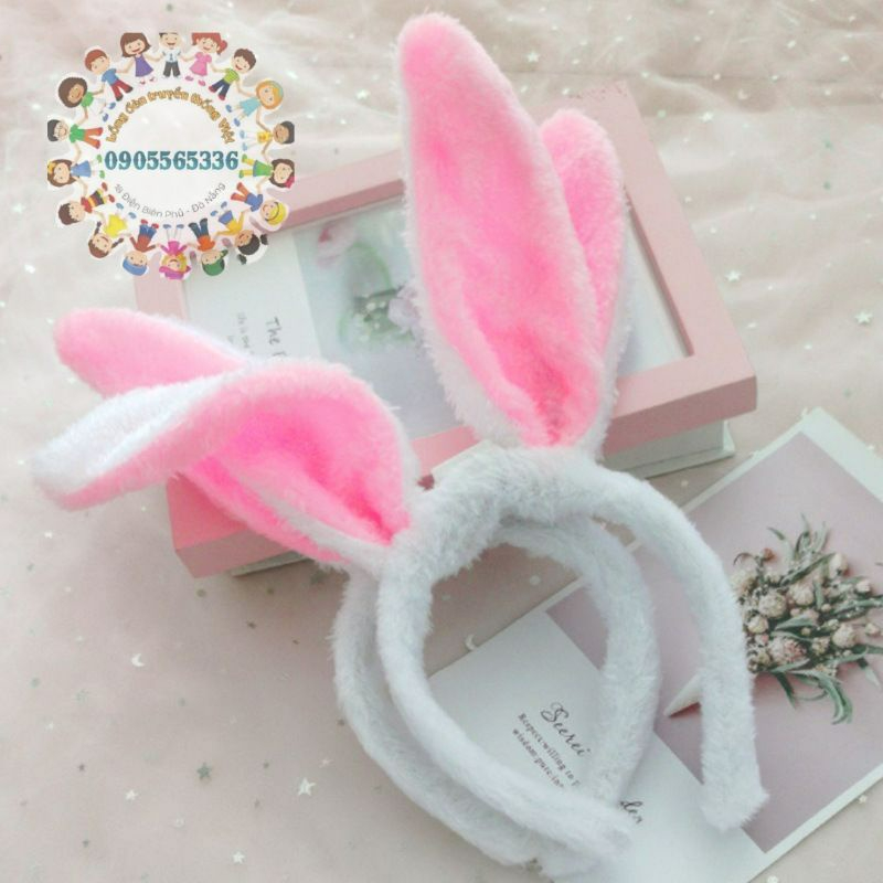🐰 Set băng đô hóa trang Thỏ Ngọc bông mềm - Băng đô tai thỏ phối vải lông - Cài tai thỏ lông
