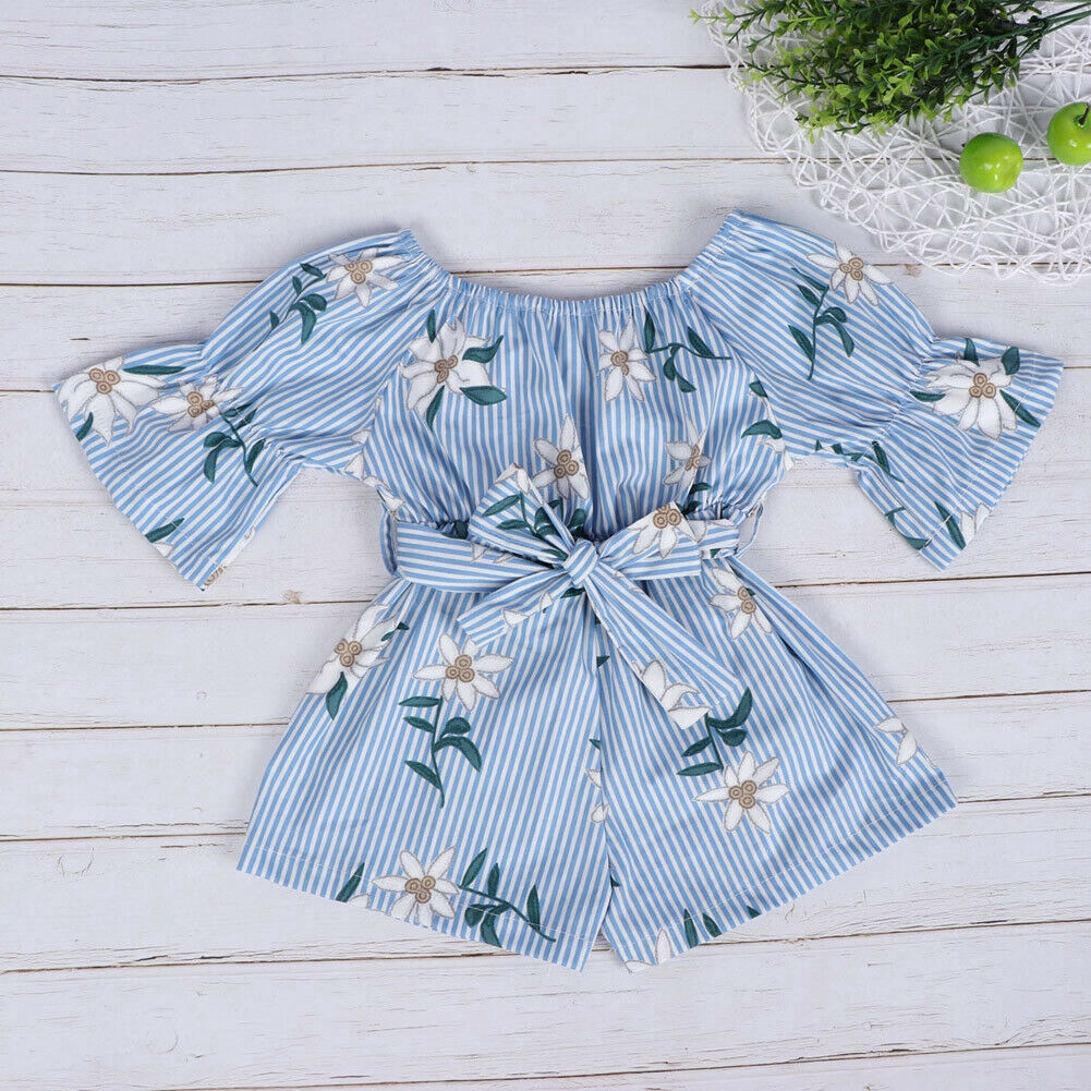 Áo liền quần in họa tiết hoa dành cho bé gái 1-5 tuổi