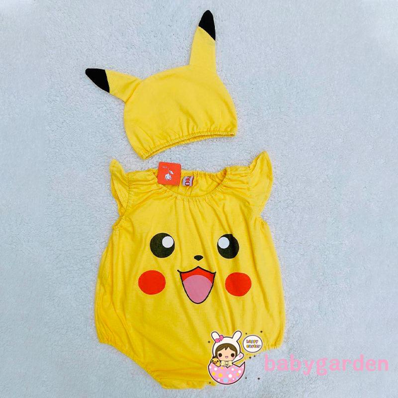 Babygarden-unisex Áo Liền Quần Cổ Tròn Tay Bay Ghép Nối Phong Cách Động Vật Hoạt Hình Mùa Hè