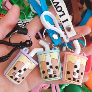 MÓC KHOÁ TRÀ SỮA CUTE ĐÁNG YÊU KÈM DÂY SILICON LOẠI ĐẸP CÓ SẴN GIÁ RẺ