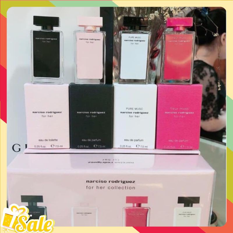 Set 4 chai Nước Hoa Narciso Rodriguez 30ml/1 chai Cực Thơm Lưu Hương 12h Kèm Hộp Sang Trọng, Set Nước Hoa Narciso