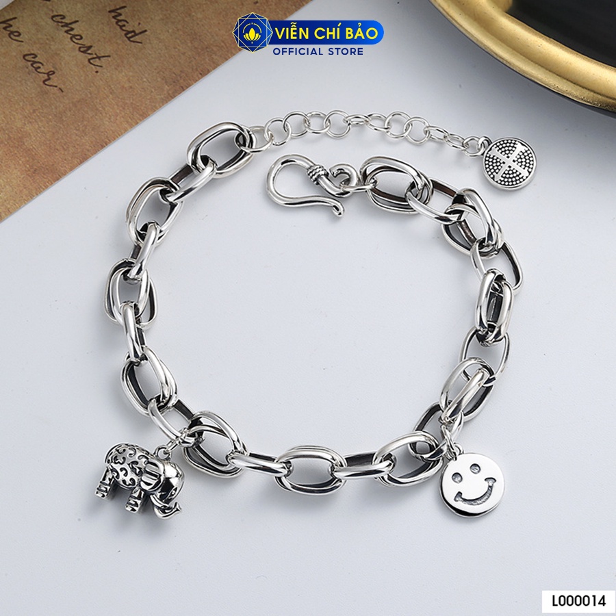 Lắc tay bạc nữ Xích Thập Tự Charm Voi chất liệu bạc Thái 925 thời trang phụ kiện trang sức Viễn Chí Bảo L000014