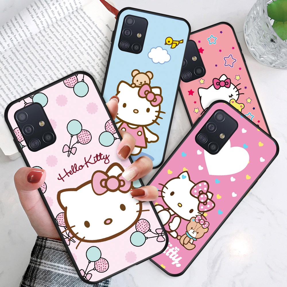 Samsung Galaxy A7 A6 A8 A9 2018 Plus Pro 2019 A9S Star A8S A6+ A8+ A750 A530 A730 For Soft Case Silicone Casing TPU Cute Cartoon Hello Kitty KT Cat Sugar Girl Lovely Phone Full Cover simple Macaron matte