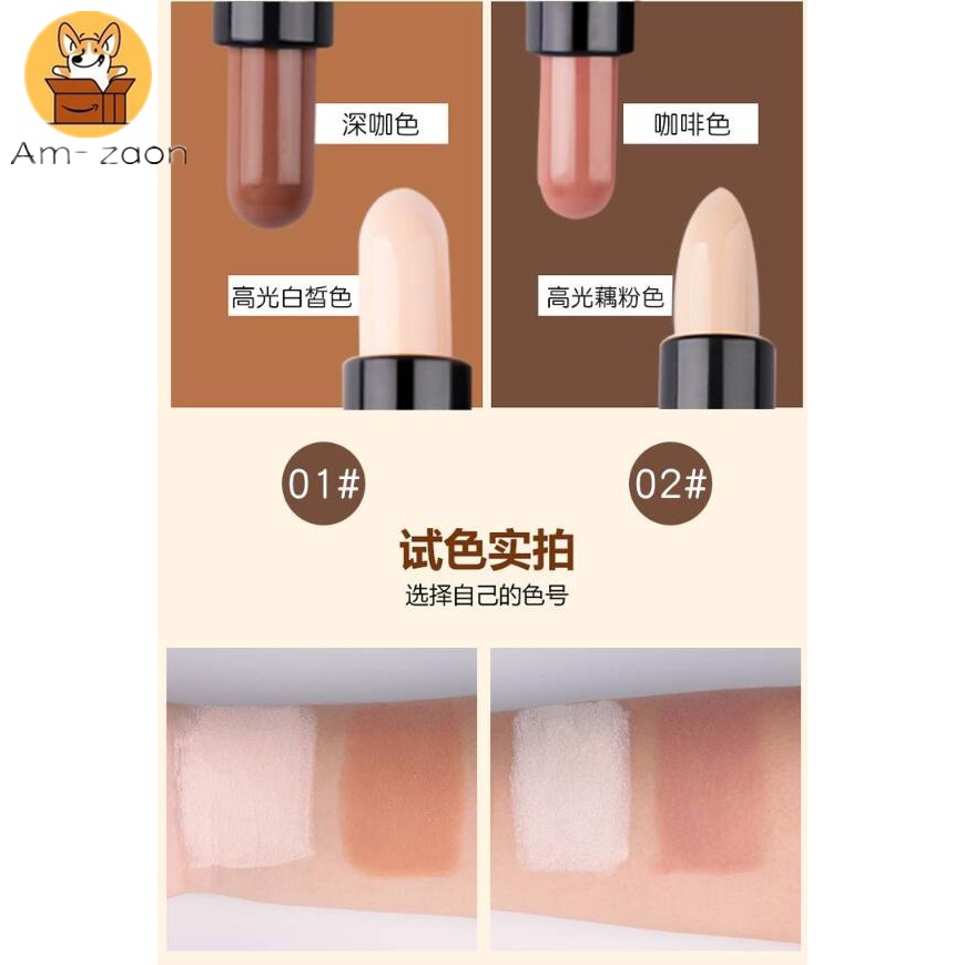 Thỏi Kem Che Khuyết Điểm 2 Đầu 3D Bắt Sáng Lâu Trôi Làm Trắng Da Chống Thấm Nước