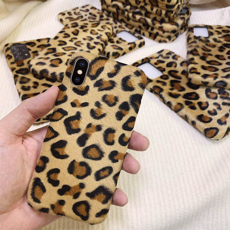 Case iPhone 12 11 Pro Max 6 6s Plus 7 8 Plus X XR Xs Max SE 2020 Leopard Fur Cloth Soft Casing Cover