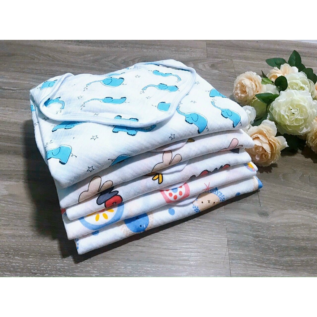 Chăn ủ cho bé sơ sinh khăn tắm có mũ 6 lớp chăn đắp mùa hè thấm hút vượt trội chất liệu an toàn