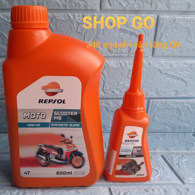 Bộ COMBO SẢN PHẨM REPSOL SCOOTER MB NHỚT MÁY 10W40 0.8L và NHỚT HỘP SỐ REPSOL GEAR  OIL 120ml